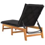 Chaise longue avec coussin Résine tressée/bois massif d'acacia – Image 5