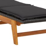 Chaise longue avec coussin Résine tressée/bois massif d'acacia – Image 6