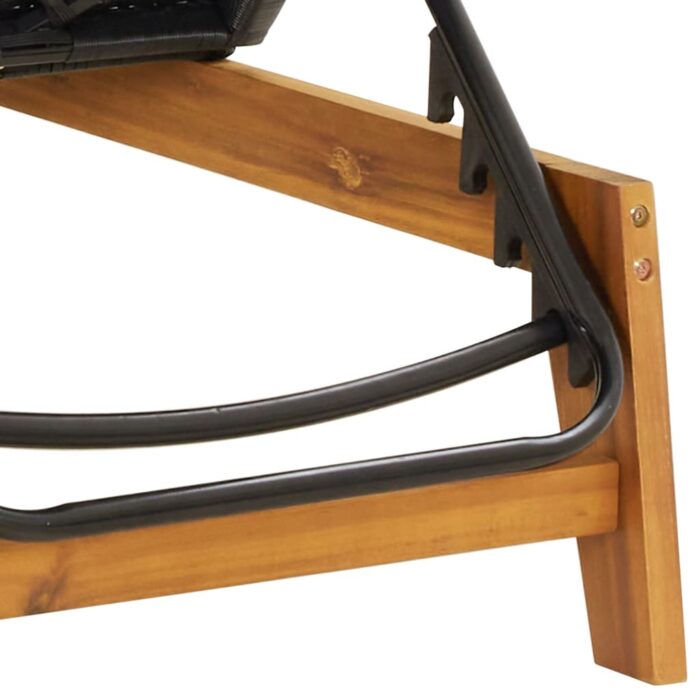 Chaise longue avec coussin Résine tressée/bois massif d'acacia – Image 7