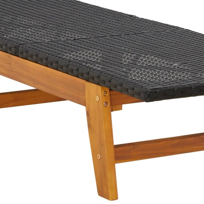 Chaise longue avec table Résine tressée et bois massif d'acacia – Image 9