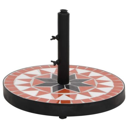 Base de parasol terre cuite et blanc rond 12 kg