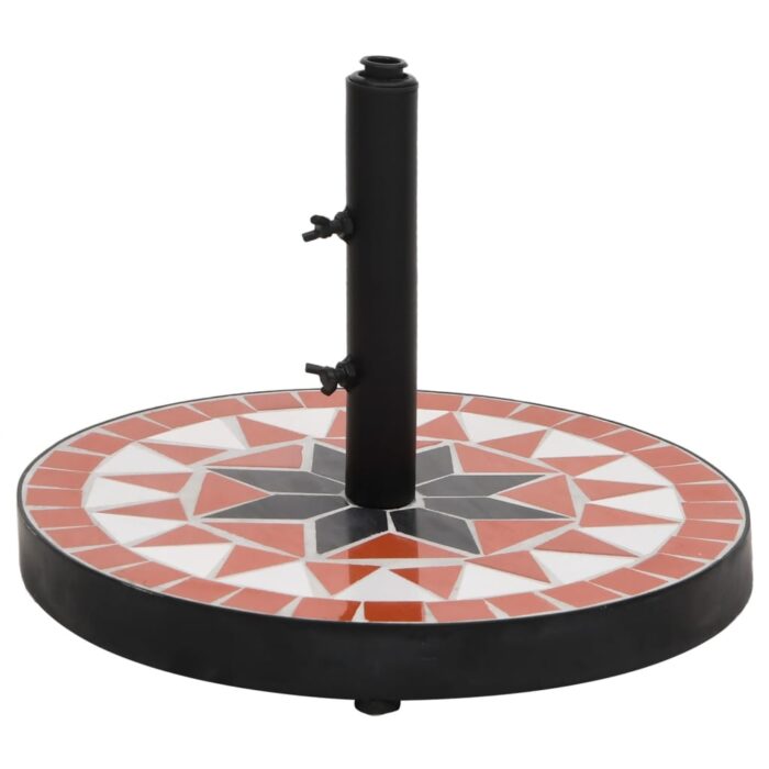 Base de parasol terre cuite et blanc rond 12 kg – Image 1