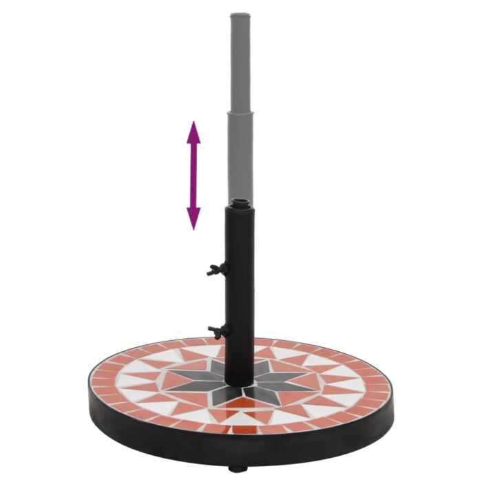 Base de parasol terre cuite et blanc rond 12 kg – Image 3