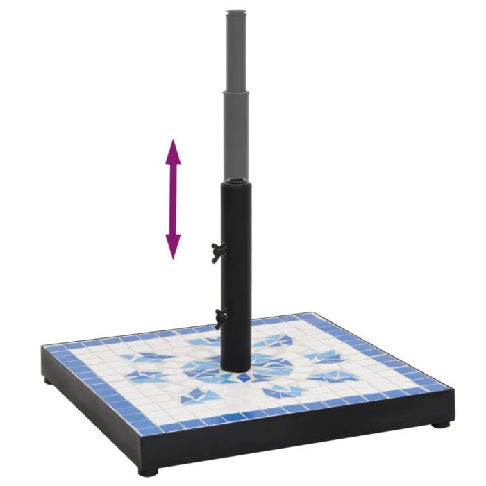 Base de parasol bleu et blanc carré 12 kg – Image 3