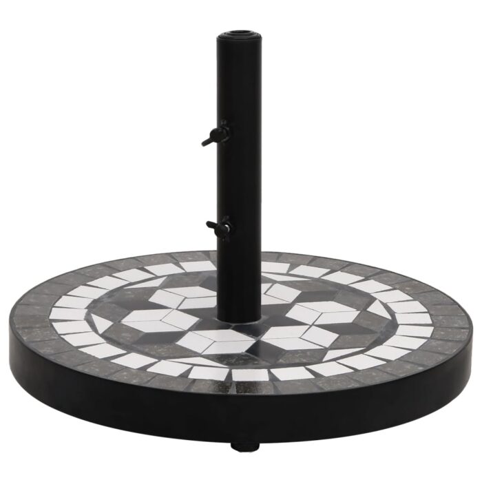 Base de parasol noir et blanc rond 12 kg – Image 1