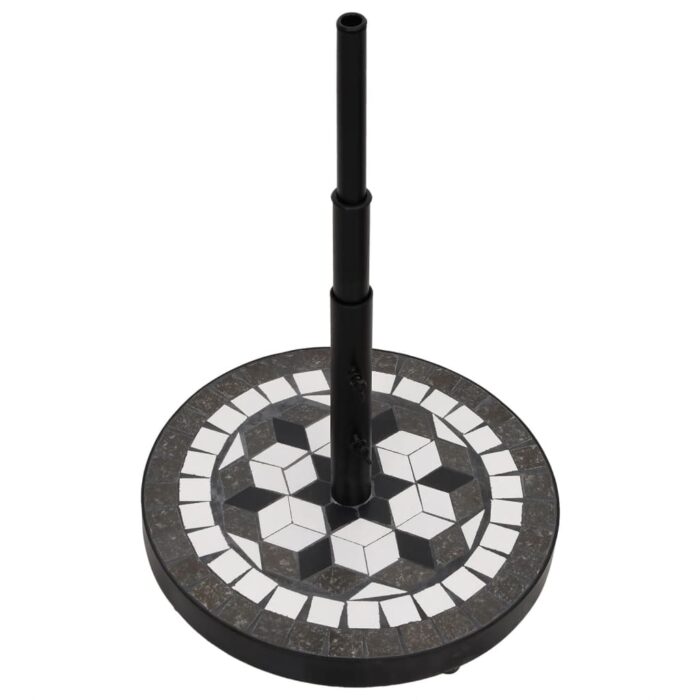 Base de parasol noir et blanc rond 12 kg – Image 2