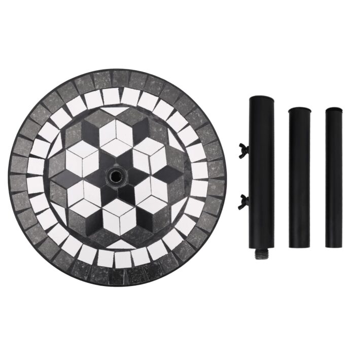 Base de parasol noir et blanc rond 12 kg – Image 4