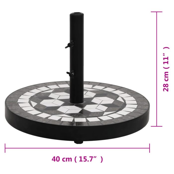Base de parasol noir et blanc rond 12 kg – Image 6