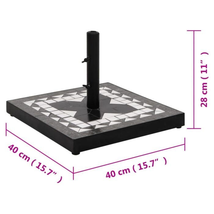 Base de parasol noir et blanc carré 12 kg – Image 6