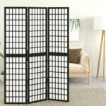 Cloison de séparation pliable 3 panneaux 120x170 cm Noir