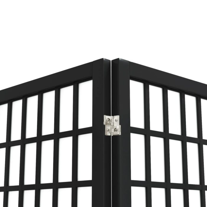 Cloison de séparation pliable 4 panneaux 160x170 cm Noir – Image 3