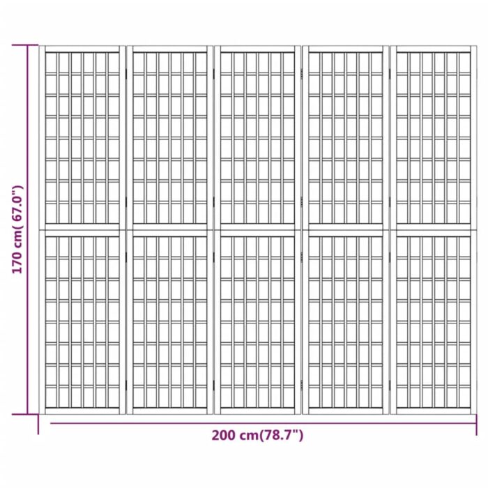 Cloison de séparation pliable 5 panneaux 200x170 cm Noir – Image 5