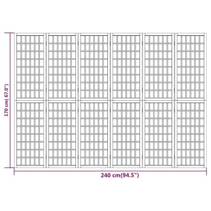 Cloison de séparation pliable 6 panneaux 240x170 cm Noir – Image 5
