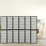 Cloison de séparation pliable 6 panneaux 240x170 cm Noir
