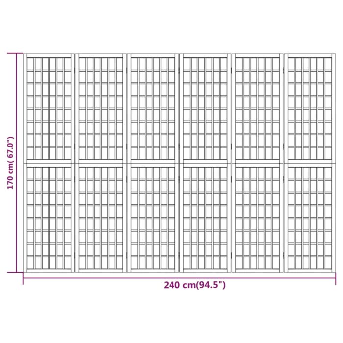 Cloison de séparation pliable 6 panneaux 240x170 cm Blanc – Image 5