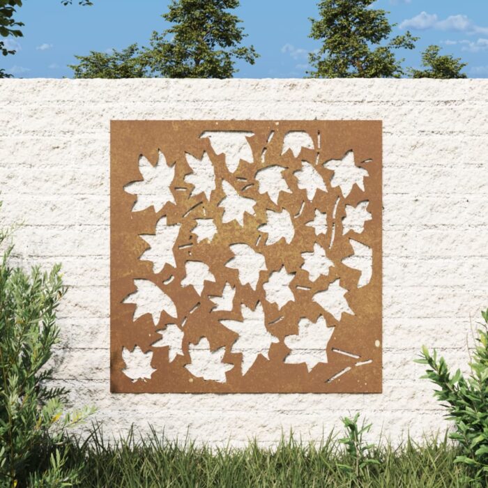 VXL8720845719104_m_en_hd_1.jpg Décoration murale jardin 55x55 cm acier corten design feuille – Image 1