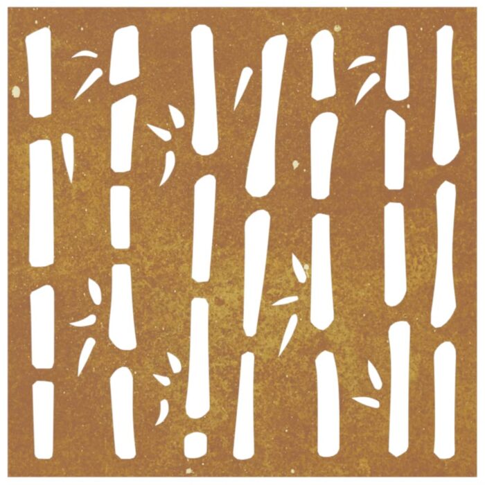 Décoration murale jardin 55x55 cm acier corten design bambou – Image 2