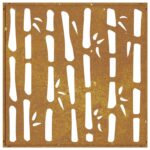 Décoration murale jardin 55x55 cm acier corten design bambou – Image 3