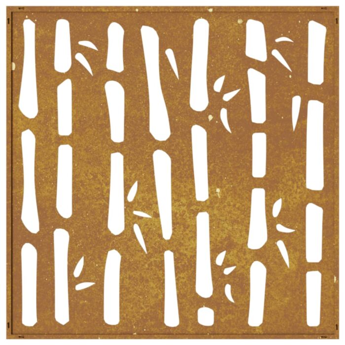 Décoration murale jardin 55x55 cm acier corten design bambou – Image 3