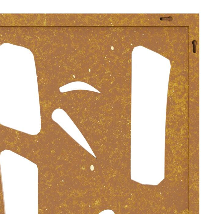 Décoration murale jardin 55x55 cm acier corten design bambou – Image 5