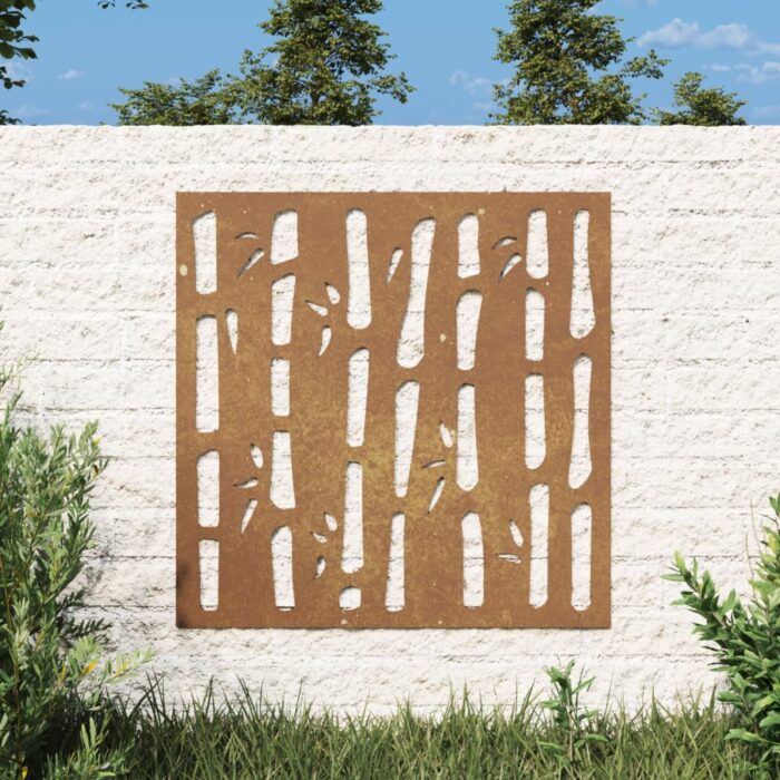 VXL8720845719128_m_en_hd_1.jpg Décoration murale jardin 55x55 cm acier corten design bambou – Image 1