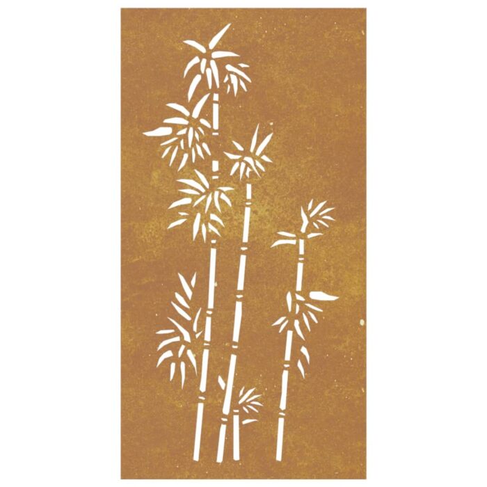 Décoration murale jardin 105x55 cm acier corten design bambou – Image 2