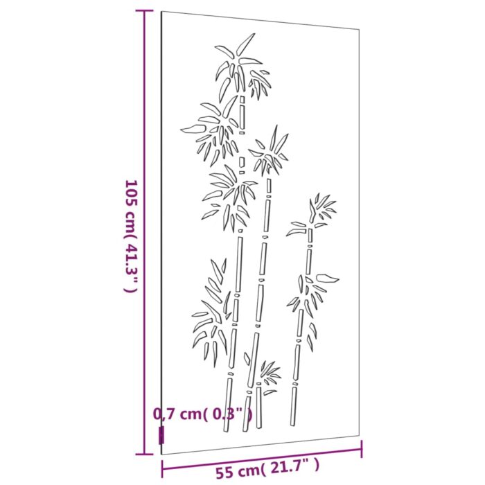 Décoration murale jardin 105x55 cm acier corten design bambou – Image 6