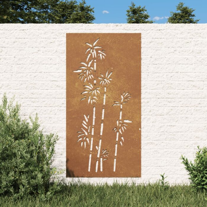 VXL8720845719142_m_en_hd_1.jpg Décoration murale jardin 105x55 cm acier corten design bambou – Image 1