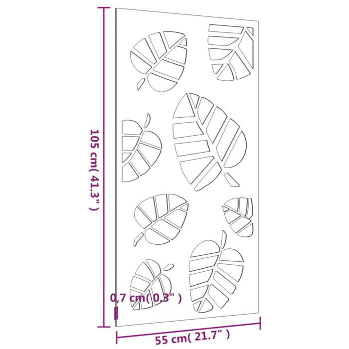 Décoration murale jardin 105x55 cm acier corten design feuille – Image 6