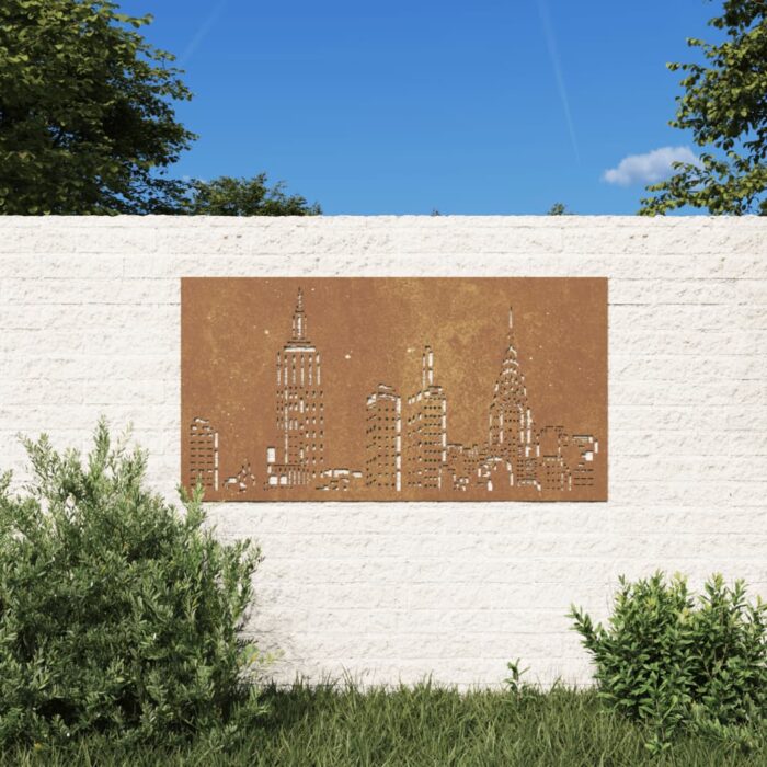 Décoration murale jardin 105x55cm acier corten design d'horizon – Image 1