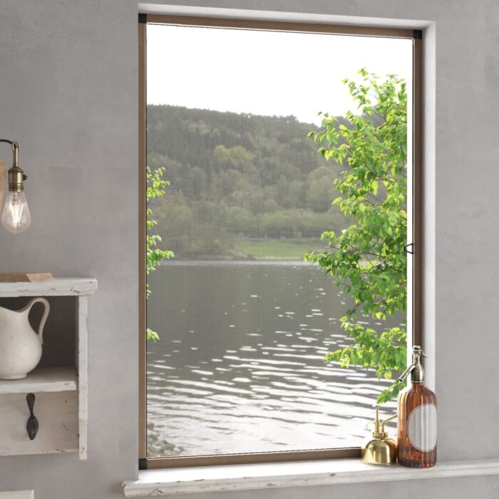 Moustiquaire pour fenêtres Marron 90x120 cm – Image 1