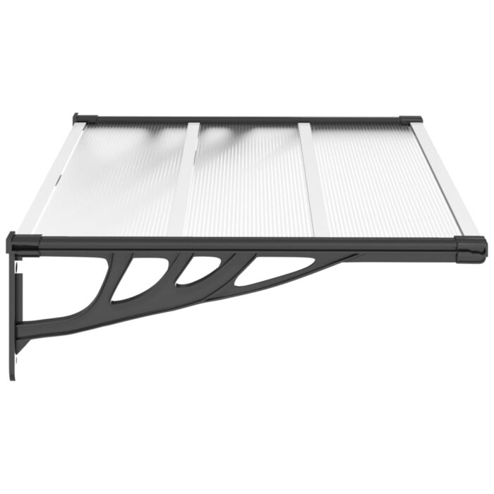 Auvent de porte Noir et transparent 122x90 cm Polycarbonate – Image 2
