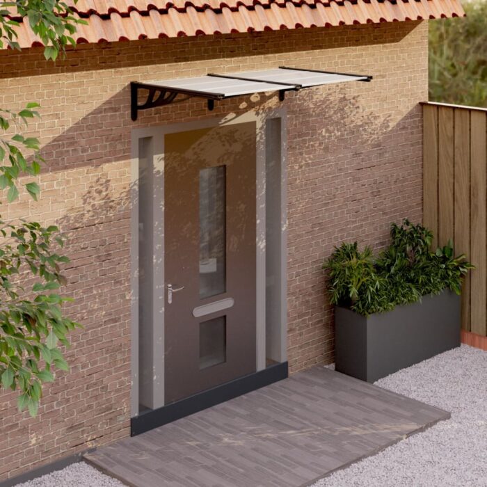 Auvent de porte Noir et transparent 152,5x90 cm Polycarbonate – Image 1