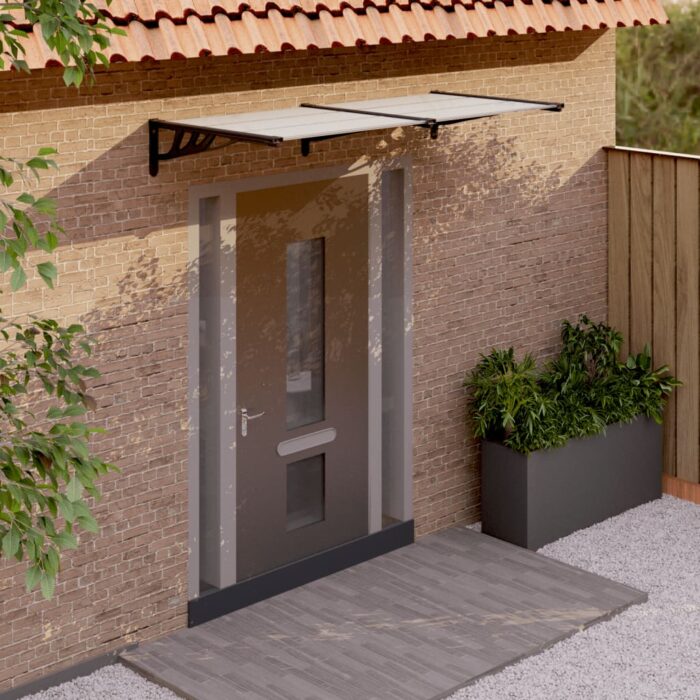 Auvent de porte Noir et transparent 199x90 cm Polycarbonate – Image 1