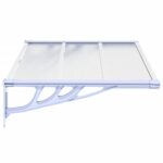Auvent de porte Gris et transparent 122x90 cm Polycarbonate – Image 2