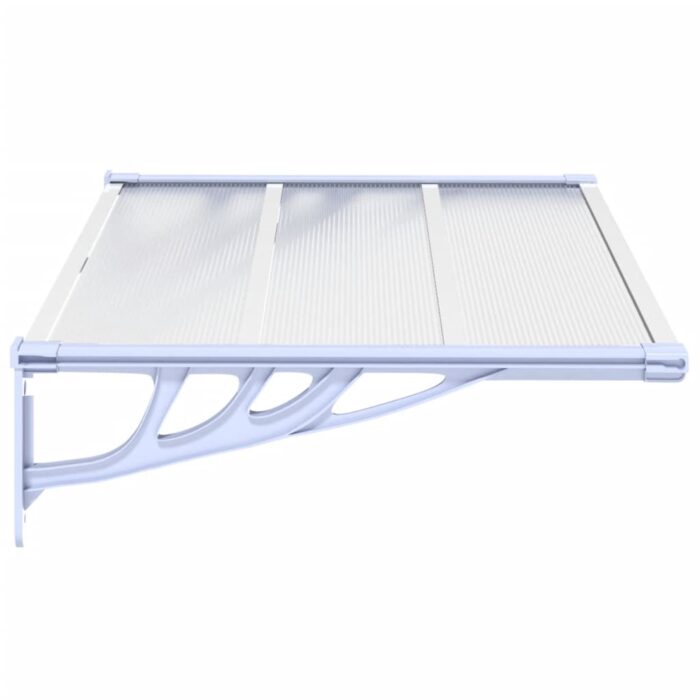 Auvent de porte Gris et transparent 122x90 cm Polycarbonate – Image 2