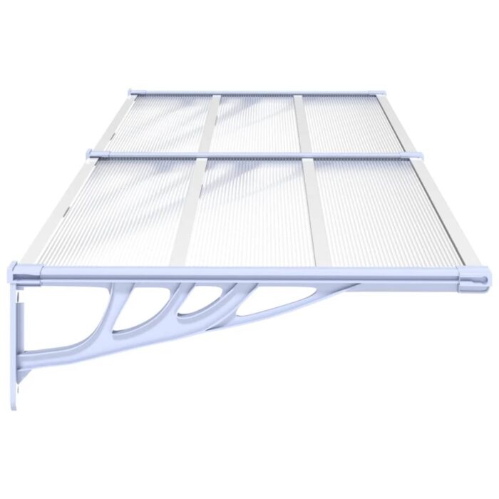Auvent de porte Gris et transparent 239x90 cm Polycarbonate – Image 2