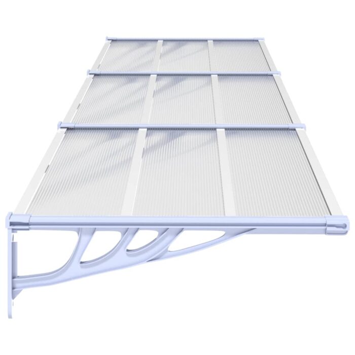 Auvent de porte Gris et transparent 358,5x90 cm Polycarbonate – Image 2