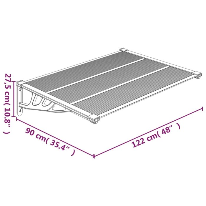 Auvent de porte Noir 122x90 cm Polycarbonate – Image 4