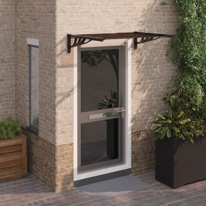 Auvent de porte Noir 122x90 cm Polycarbonate – Image 1
