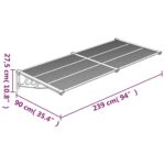 Auvent de porte Noir 239x90 cm Polycarbonate – Image 4