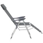 Chaises de camping pliantes et repose-pied lot de 2 textilène – Image 5
