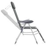 Chaises de camping pliantes et repose-pied lot de 2 textilène – Image 6