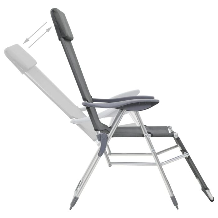 Chaises de camping pliantes et repose-pied lot de 2 textilène – Image 6