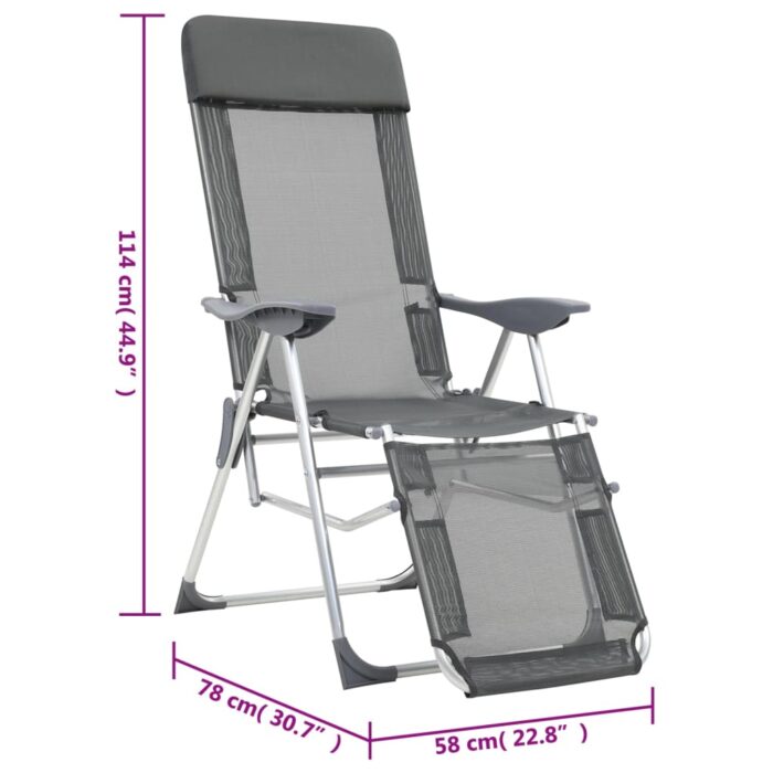 Chaises de camping pliantes et repose-pied lot de 2 textilène – Image 8