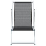 Chaises de plage pliantes lot de 2 gris aluminium et textilène – Image 2