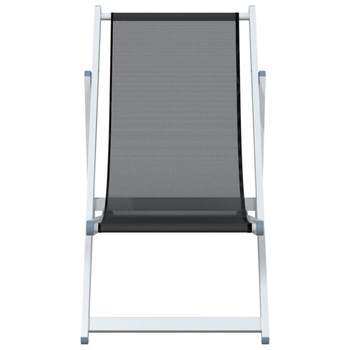Chaises de plage pliantes lot de 2 gris aluminium et textilène – Image 2