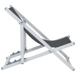 Chaises de plage pliantes lot de 2 gris aluminium et textilène – Image 3