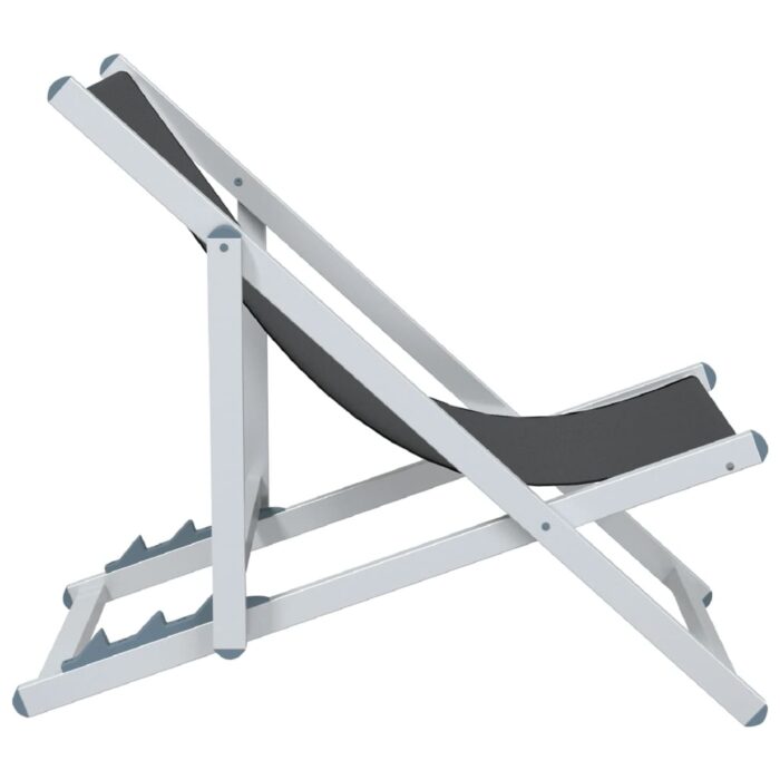 Chaises de plage pliantes lot de 2 gris aluminium et textilène – Image 3