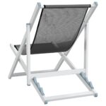 Chaises de plage pliantes lot de 2 gris aluminium et textilène – Image 4